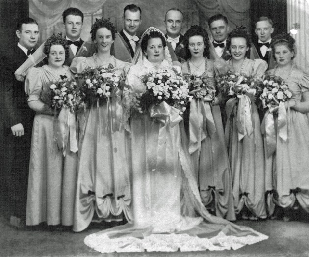Wedding of Bernice Andruskevitch and Charles Roland Moser. William Joseph Shaudis, second man from left. 1940.