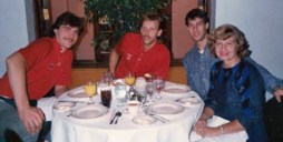 Fall 1988, Lawrence, KS, fr. left - Arvydas Sabonis, Rimas Kurtinaitis, Sarunas Marciulionis, Vita Zemaitis.