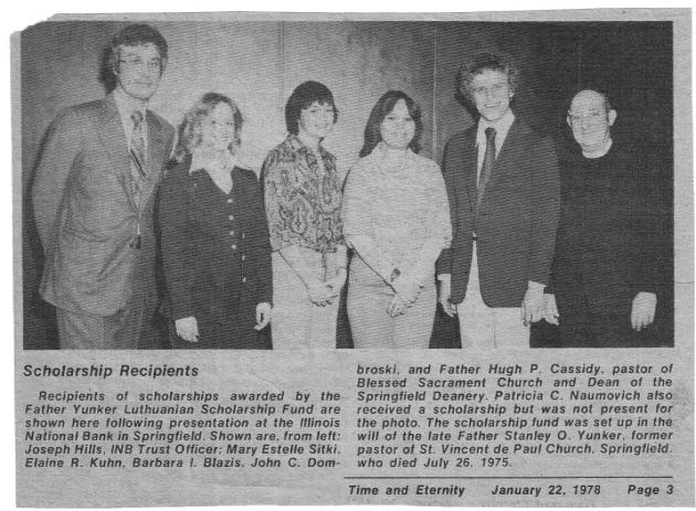 1978 Fr. Yunker Scholarship Winners