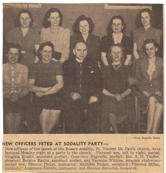St. Vincent de Paul Church sodality officers, circa 1940.