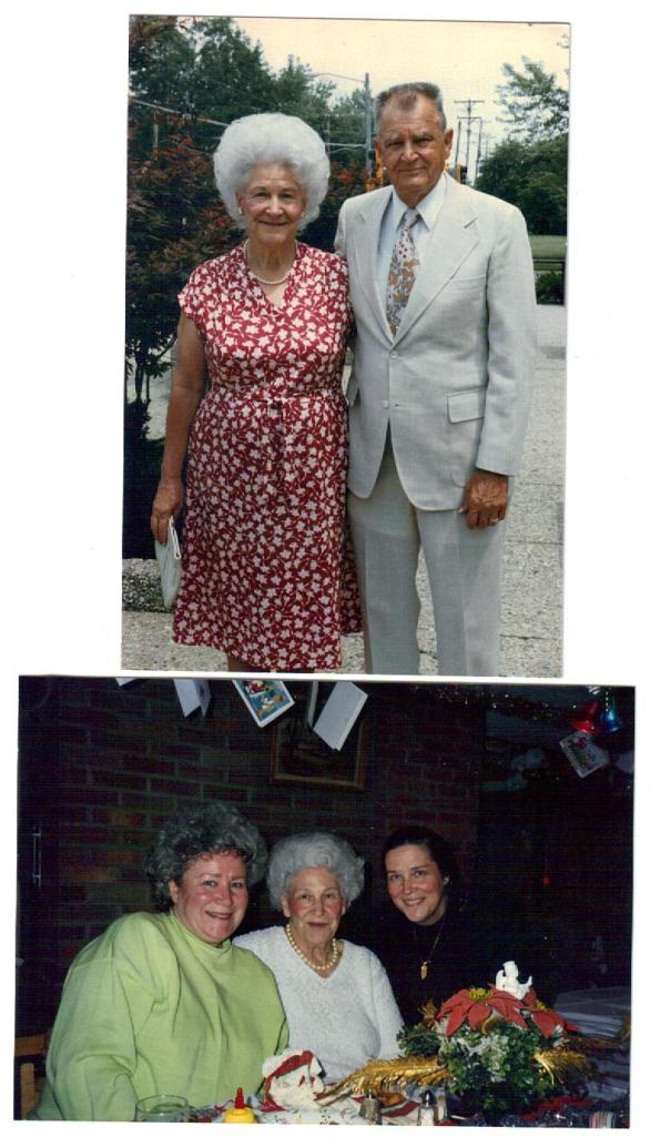 Top photo: Peter and Mary (Chernis) Urbanckas. Bottom photo: Mary Urbanckas with daughters (l) Pat Mathews and Donna Frost.