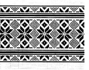 Lithuanian linen design hand-inked by Paul Endzelis on tiny gridded paper