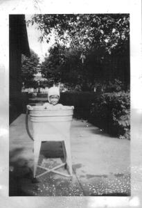 little Georgeann Carver (of the Yanor clan) in a home-made 