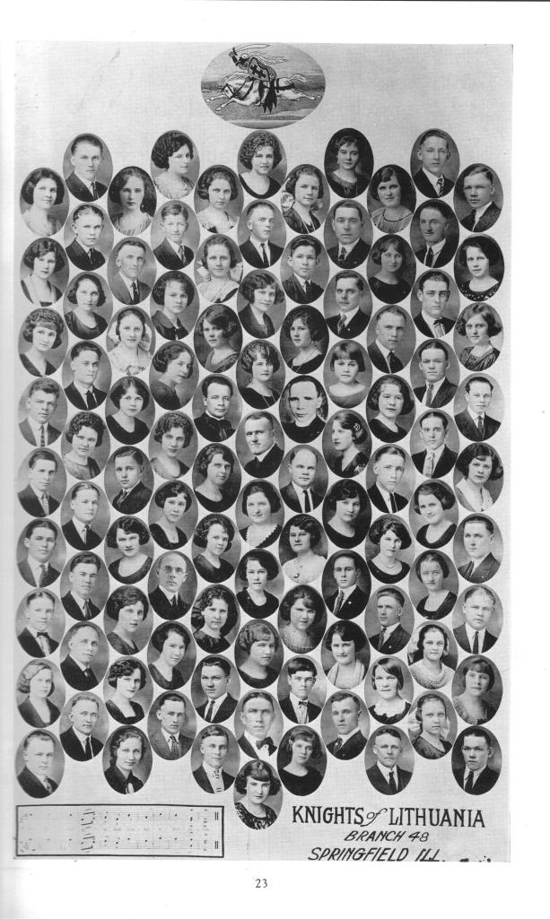 Faces of the St. Vincent de Paul "Knights of Lithuania" chapter, circa 1924, from the 1956 parish Jubilee book.