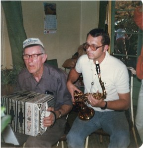 John Galman, Jr. on concertina and son-in-law Jerry Black on tenor sax, 1979.