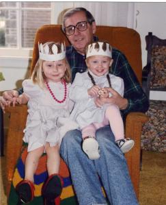 Joe with his "princess" granddaughters Sigita and Ina.  Circa 1990