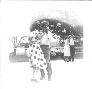 Frank Pakey dancing at "Lithuanian Lodge" picnic, 1950s.