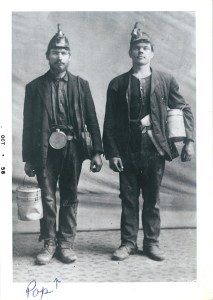 Joseph Pakutinskas, left, Herrin coal miner, 1910s. Joseph later owned farms in Urbana and on Mechanicsburg Rd., outside Springfield.