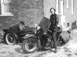 Veronica Witkins poses, perhaps with Tony's motorcycle. She died of TB at age 23 in 1942.