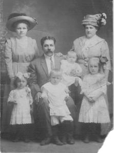 Helen and Karal Waitkunas, likely with children Bernice, Tony, Francis and Veronica, plus unknown woman. 
