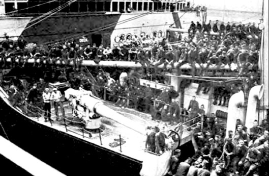 6a USS Leviathan leaving for France with 11,000 American troops. Source, Army historical series- The Army Medical Department, 1917-1941, Mary C. Gillett